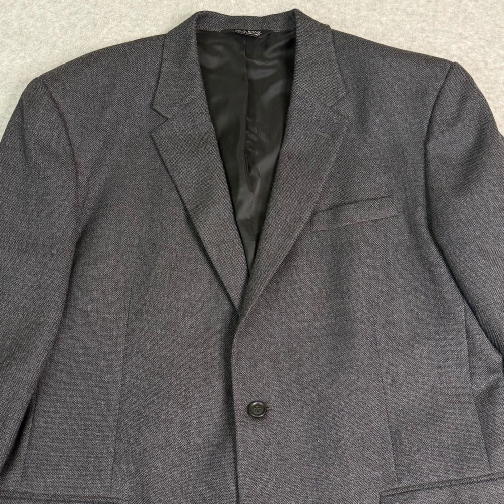 Jos A Bank Traveler's Collection Gray 100% Wool Blazer Sport Coat 46L 01110 - Picture 2 of 16